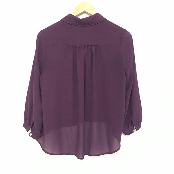 Plum Open Front Transparent Sweater - Picture 6 of 6